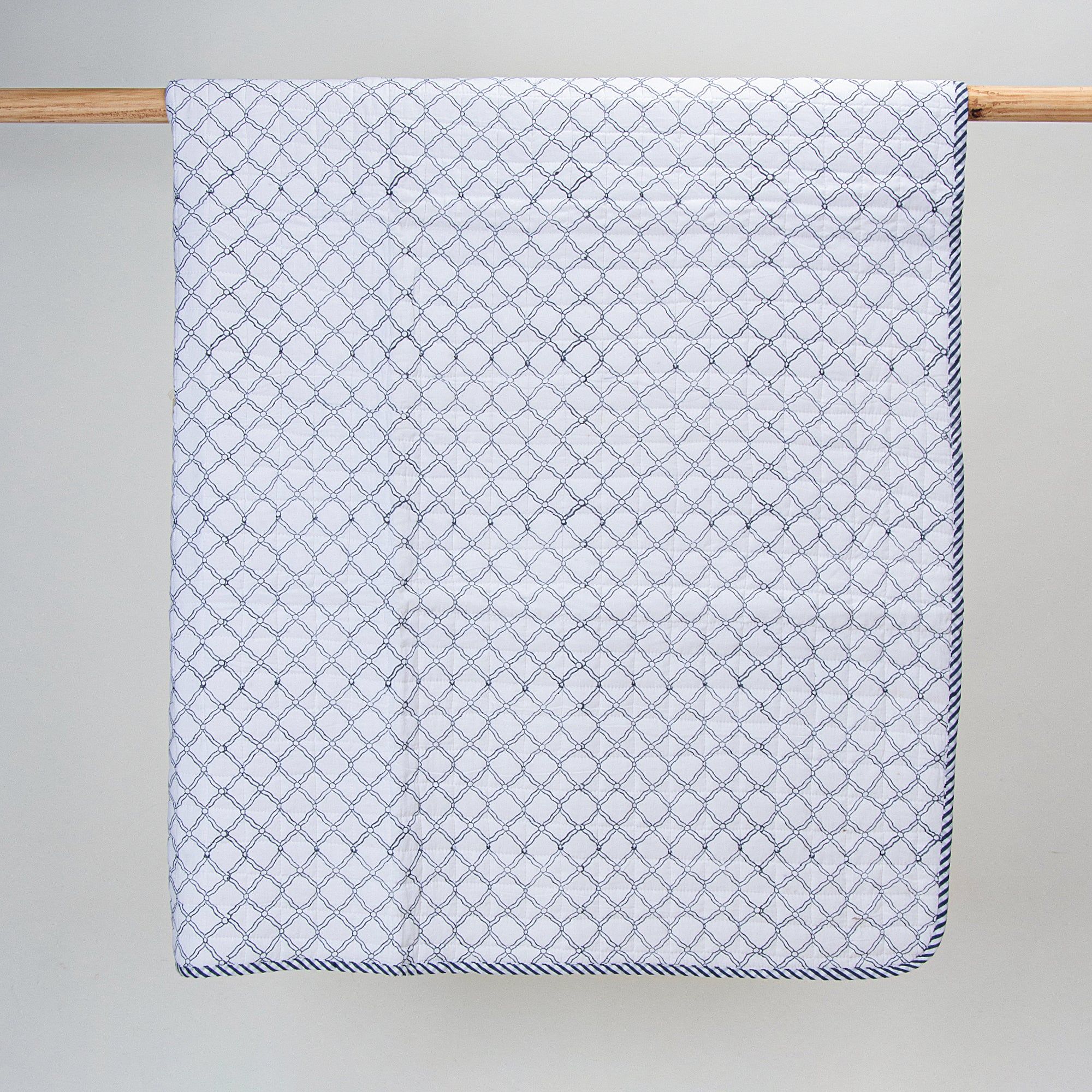 Blue Geometric Hand Printed Soft Cotton Baby Blankets For Winter 112
